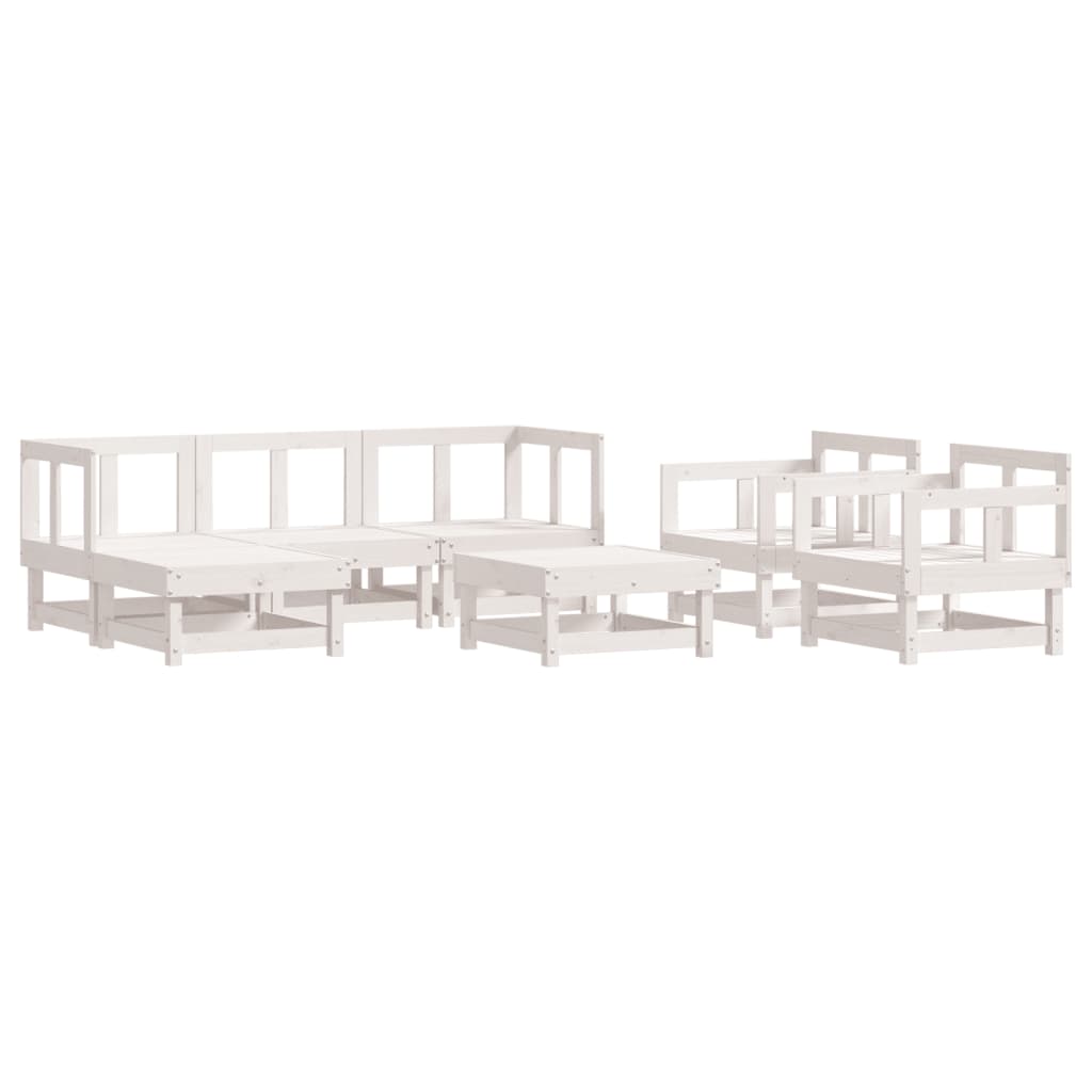 -Delige Loungeset Massief Grenenhout Wit