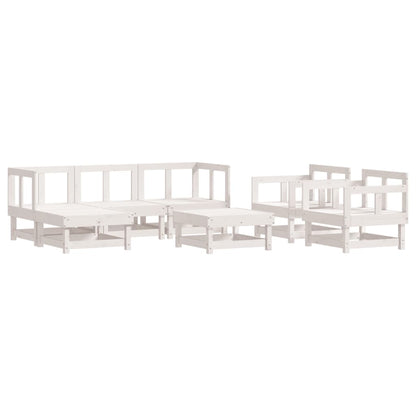 -Delige Loungeset Massief Grenenhout Wit