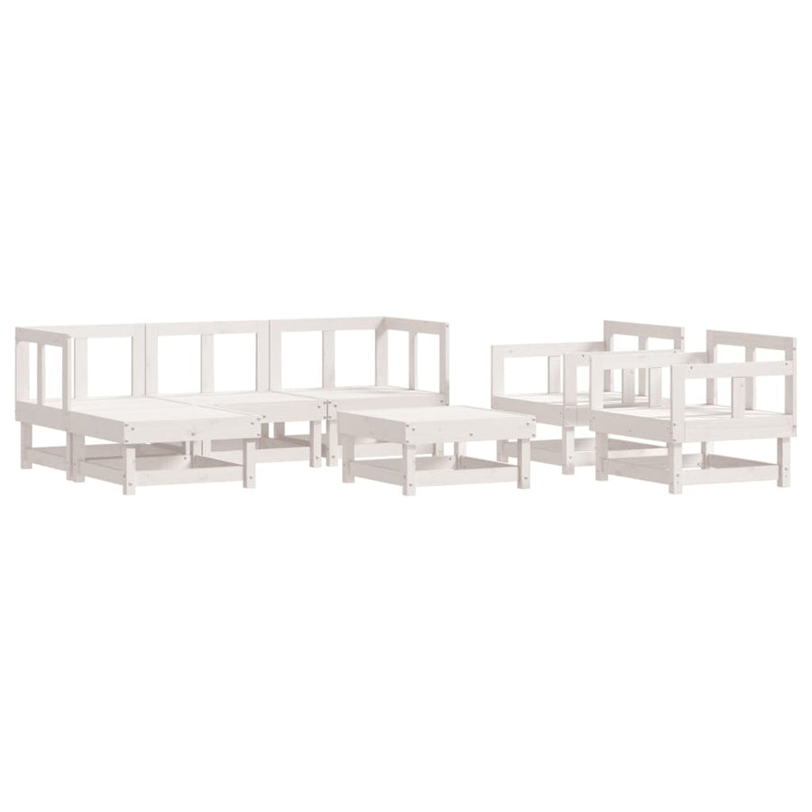 -Delige Loungeset Massief Grenenhout Wit