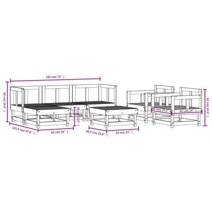 -Delige Loungeset Massief Grenenhout Wit