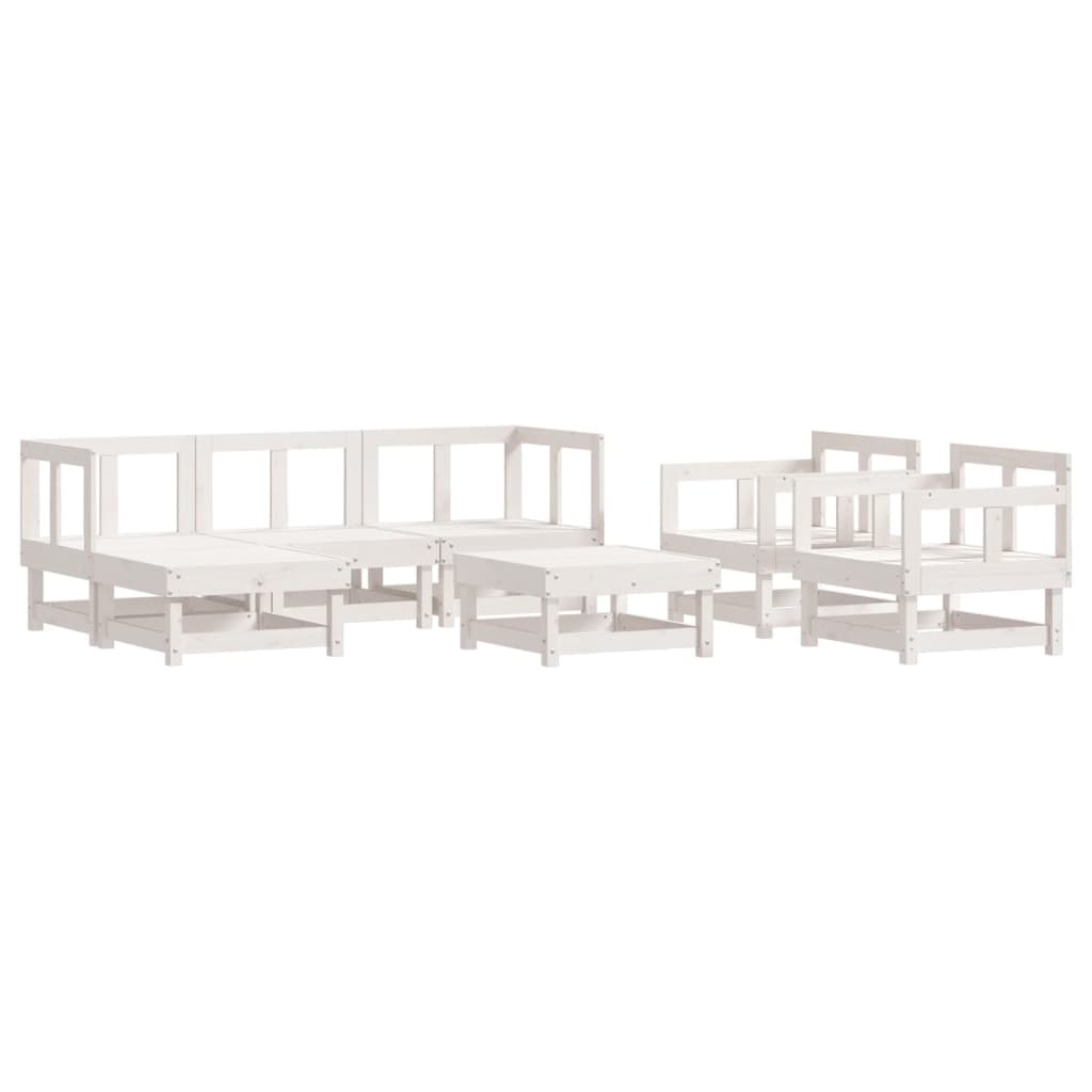 -Delige Loungeset Massief Grenenhout Wit