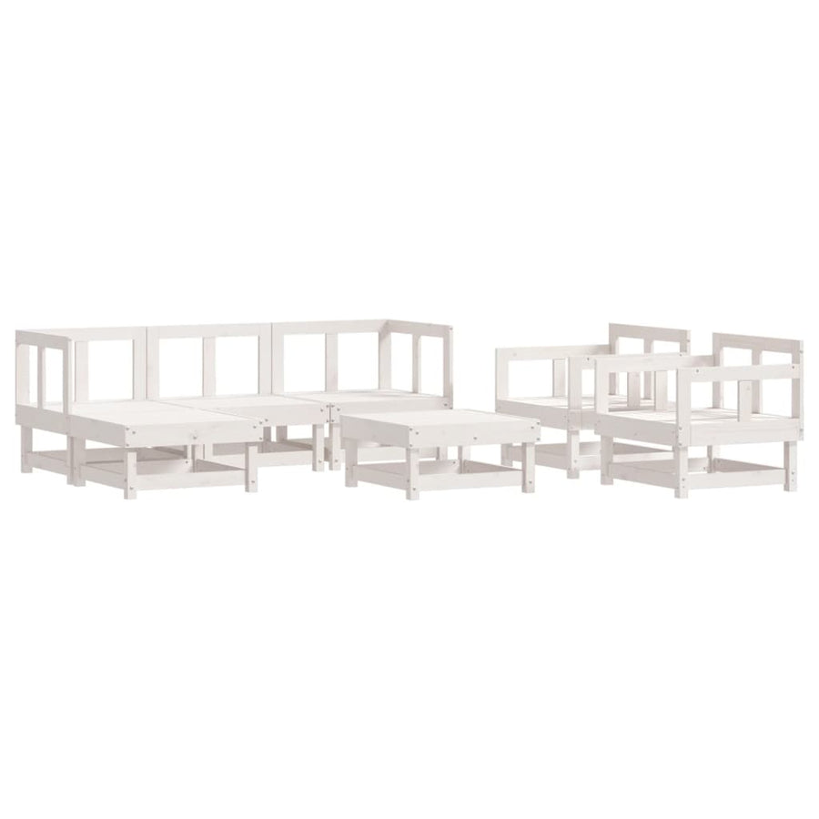 -Delige Loungeset Massief Grenenhout Wit