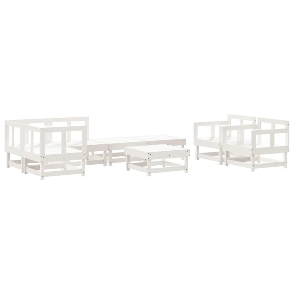-Delige Loungeset Massief Grenenhout Wit