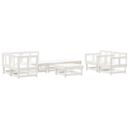 -Delige Loungeset Massief Grenenhout Wit
