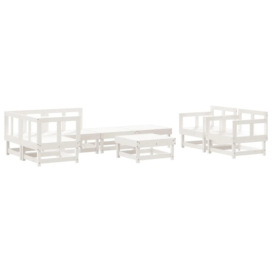 -Delige Loungeset Massief Grenenhout Wit