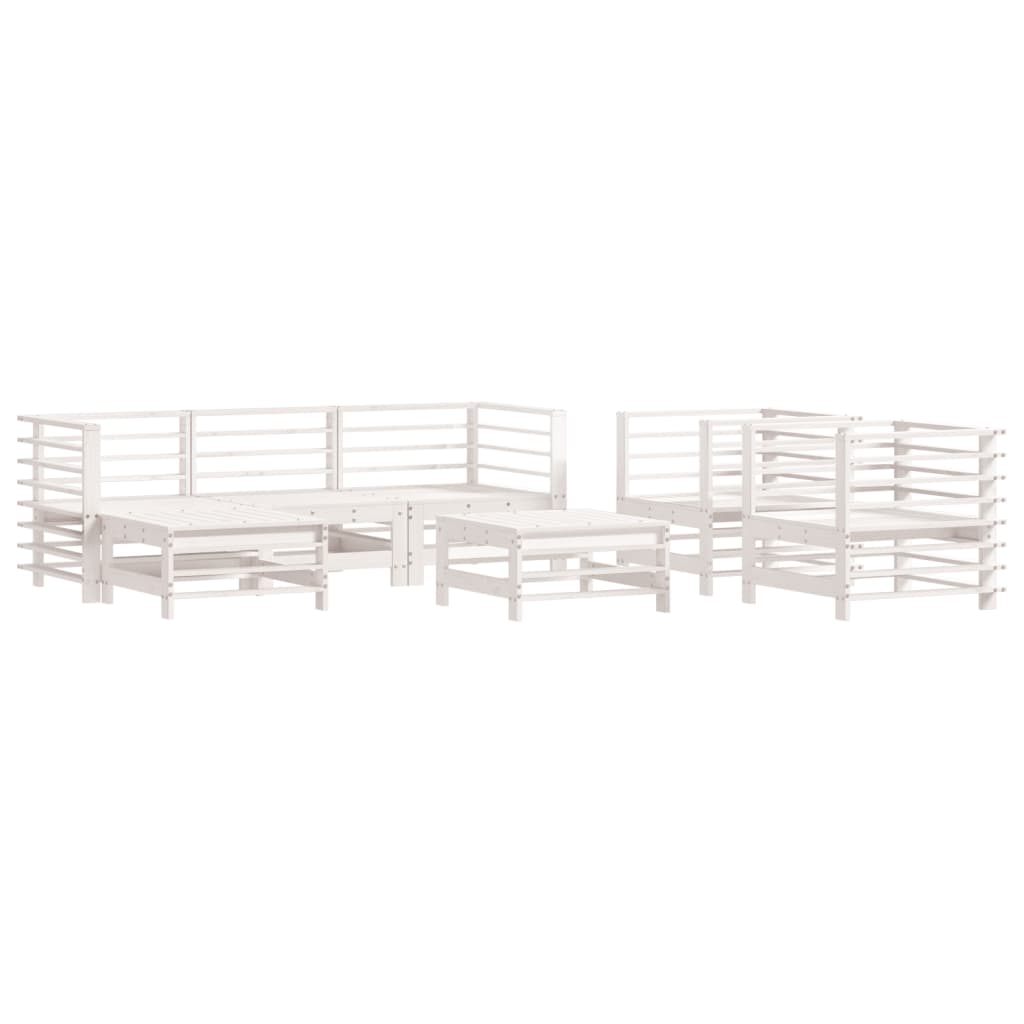 -Delige Loungeset Massief Grenenhout Wit
