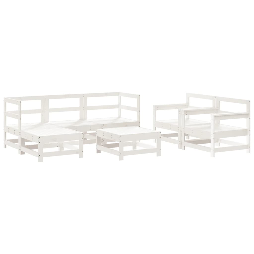 -Delige Loungeset Massief Grenenhout Wit