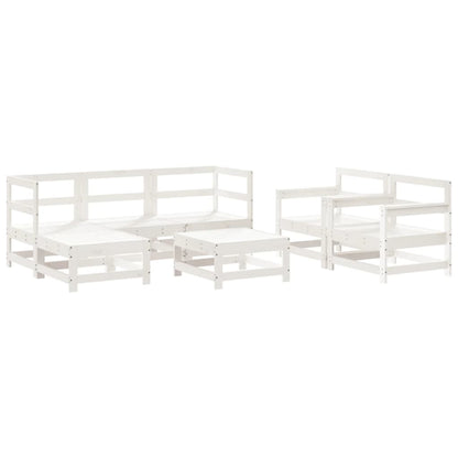 -Delige Loungeset Massief Grenenhout Wit