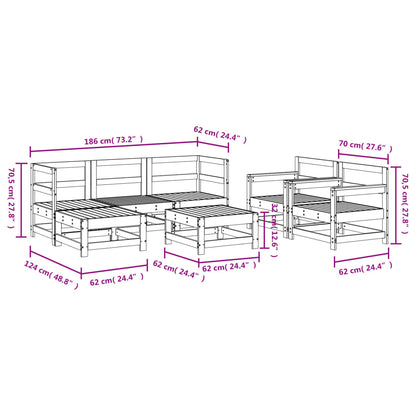 -Delige Loungeset Massief Grenenhout Wit