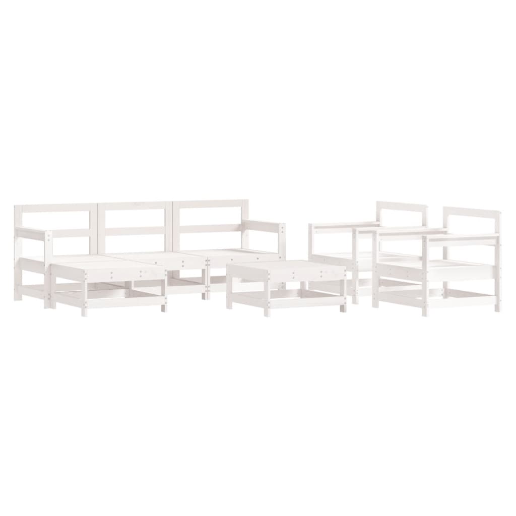-Delige Loungeset Massief Grenenhout Wit