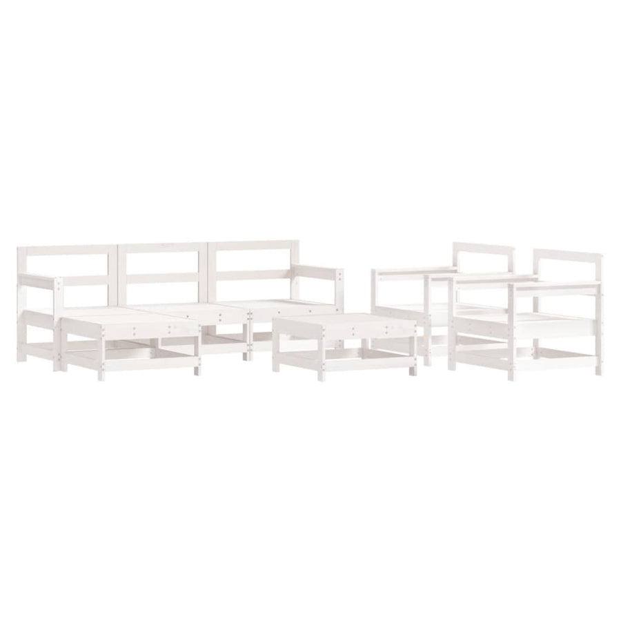 -Delige Loungeset Massief Grenenhout Wit