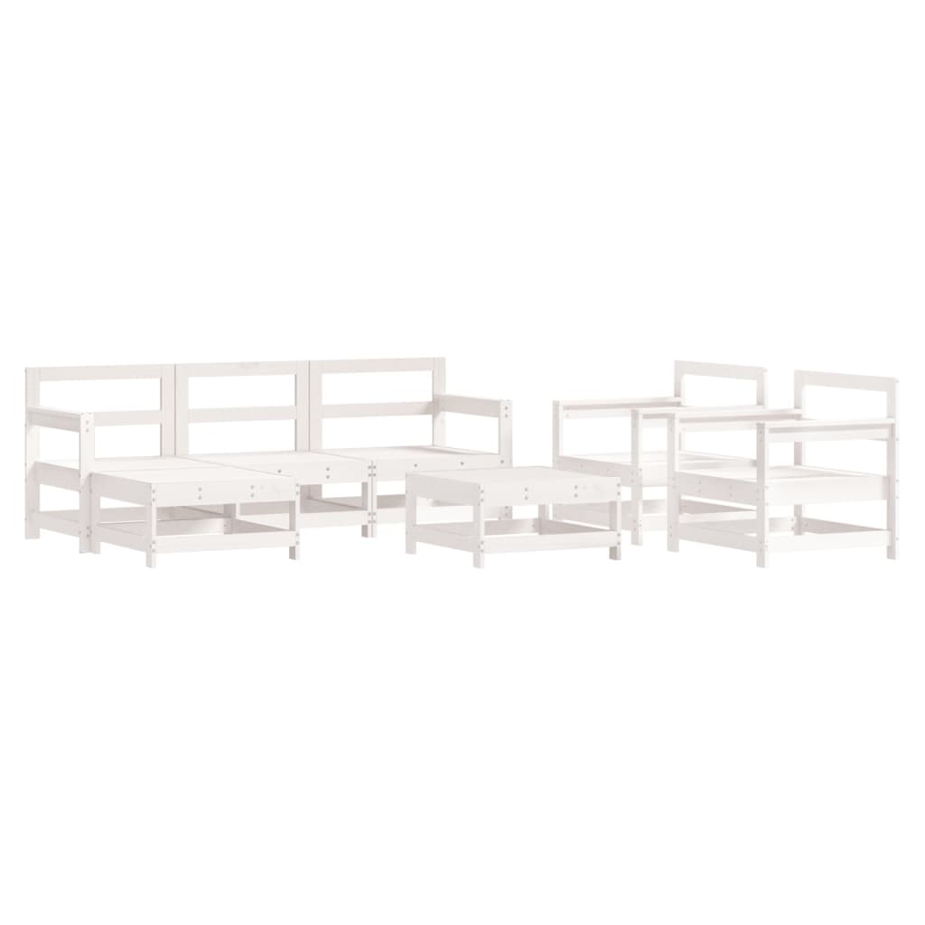 -Delige Loungeset Massief Grenenhout Wit