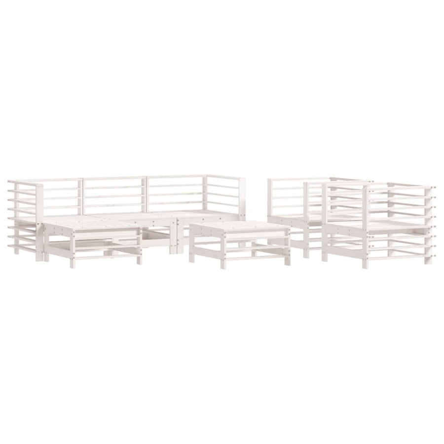 -Delige Loungeset Massief Grenenhout Wit Wit grenenhout