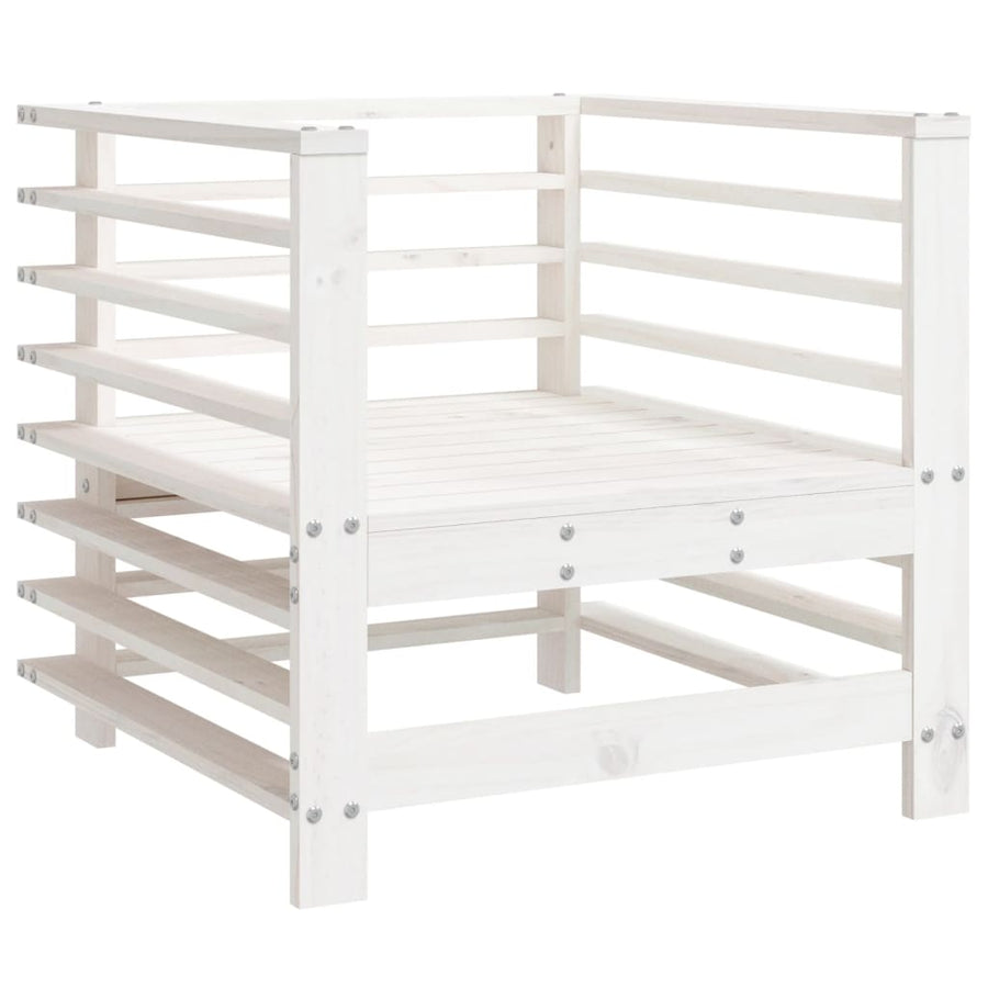-Delige Loungeset Massief Grenenhout Wit Wit grenenhout