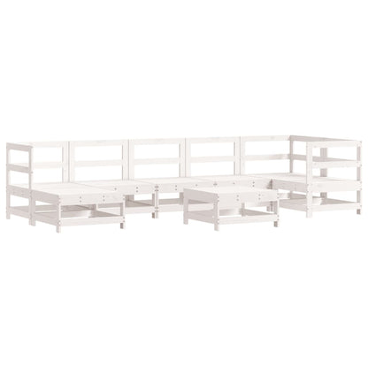 -Delige Loungeset Massief Grenenhout Wit Wit grenenhout