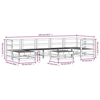 -Delige Loungeset Massief Grenenhout Wit Wit grenenhout