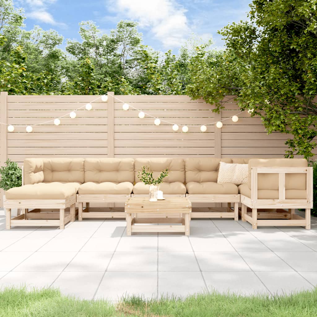 -Delige Loungeset Massief Grenenhout Natuurlijk grenenhout