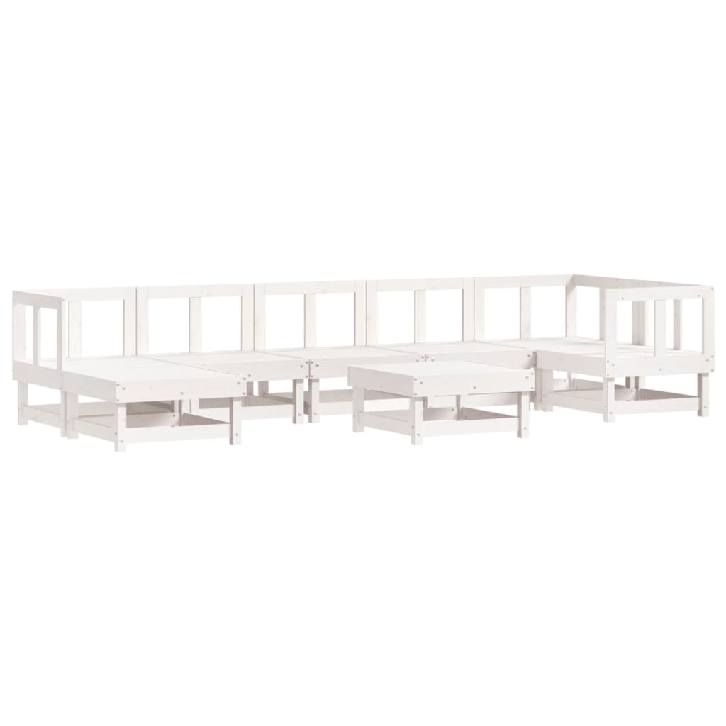 -Delige Loungeset Massief Grenenhout Wit Wit grenenhout