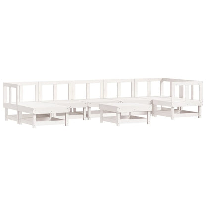 -Delige Loungeset Massief Grenenhout Wit Wit grenenhout