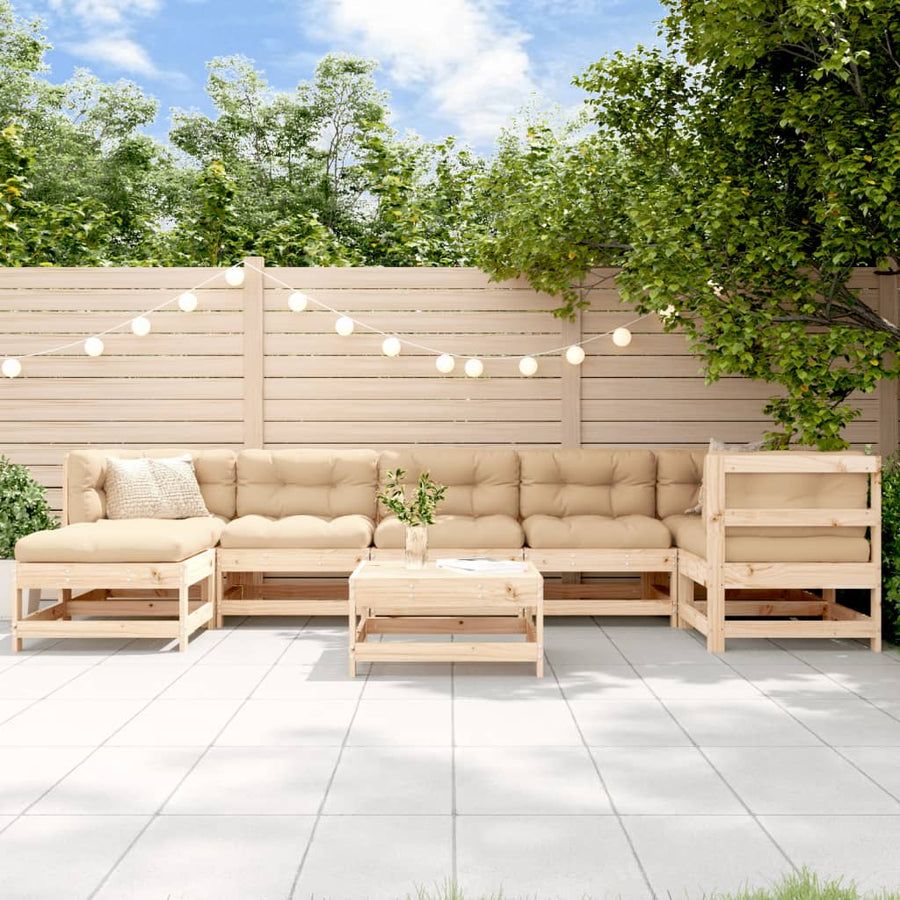 -Delige Loungeset Massief Grenenhout Natuurlijk grenenhout