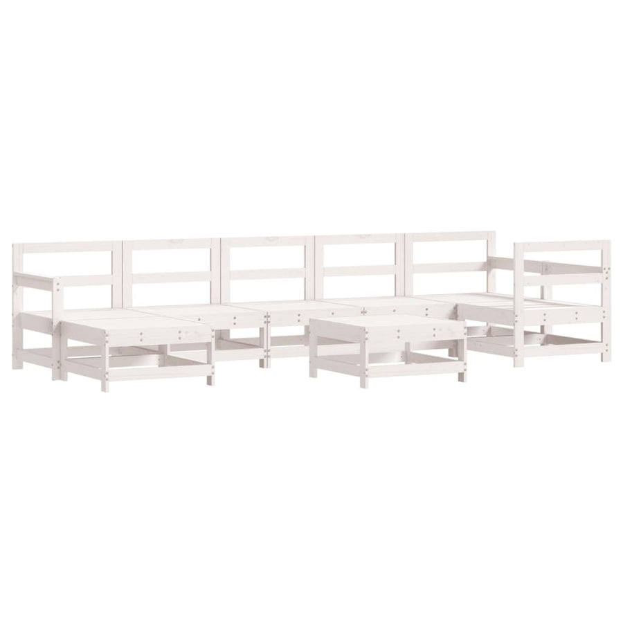 -Delige Loungeset Massief Grenenhout Wit Wit grenenhout