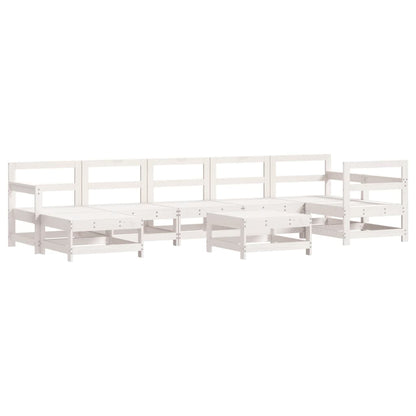 8-delige Loungeset massief grenenhout wit Wit grenenhout