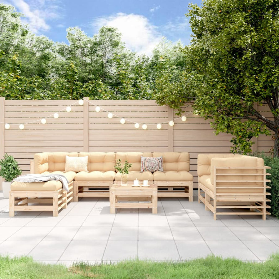 -Delige Loungeset Massief Grenenhout Natuurlijk grenenhout