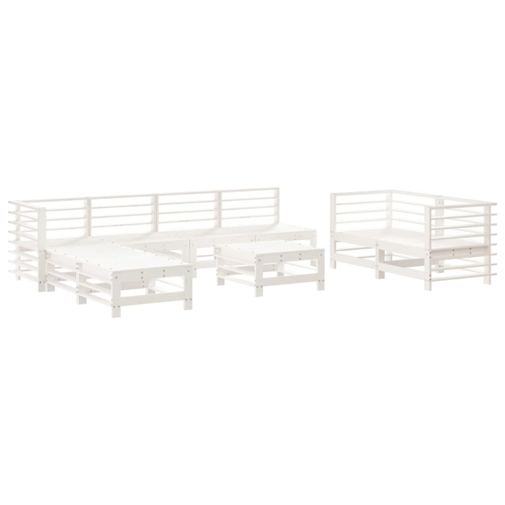 -Delige Loungeset Massief Grenenhout Wit Wit grenenhout
