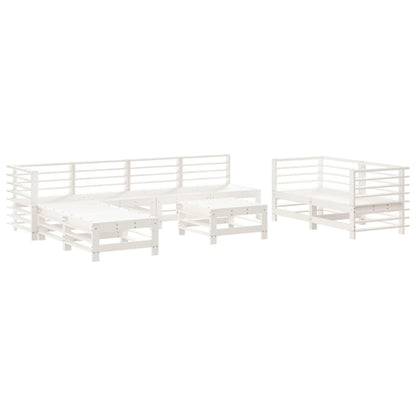 -Delige Loungeset Massief Grenenhout Wit Wit grenenhout
