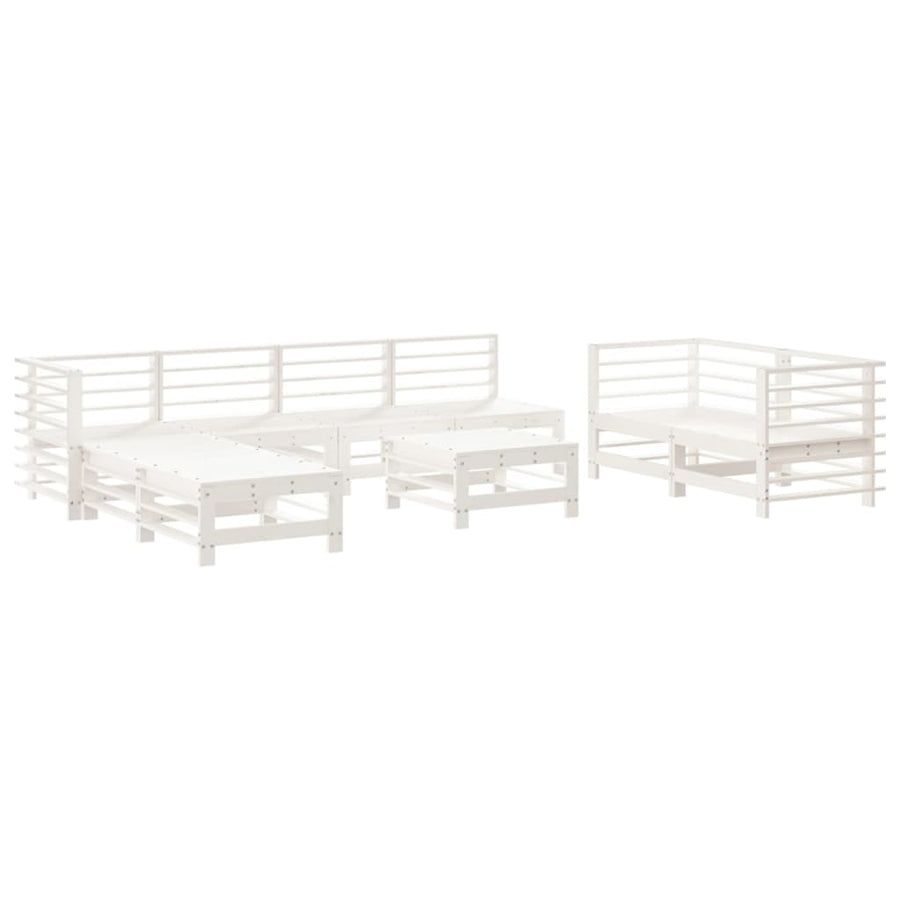 -Delige Loungeset Massief Grenenhout Wit Wit grenenhout