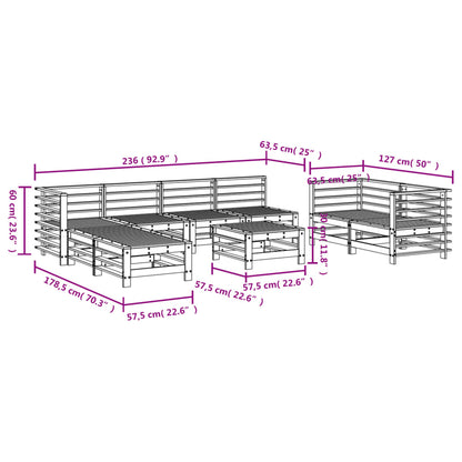 -Delige Loungeset Massief Grenenhout Wit Wit grenenhout