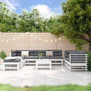 Loungeset 9-delig massief grenenhout wit