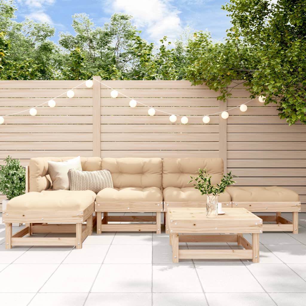 -Delige Loungeset Massief Grenenhout Natuurlijk grenenhout