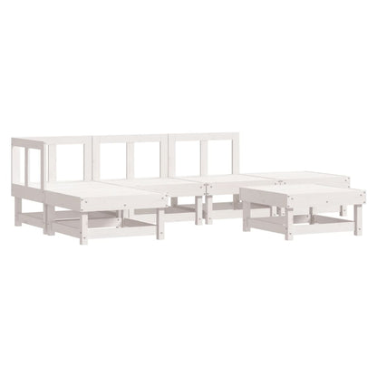 -Delige Loungeset Massief Grenenhout Wit Wit grenenhout