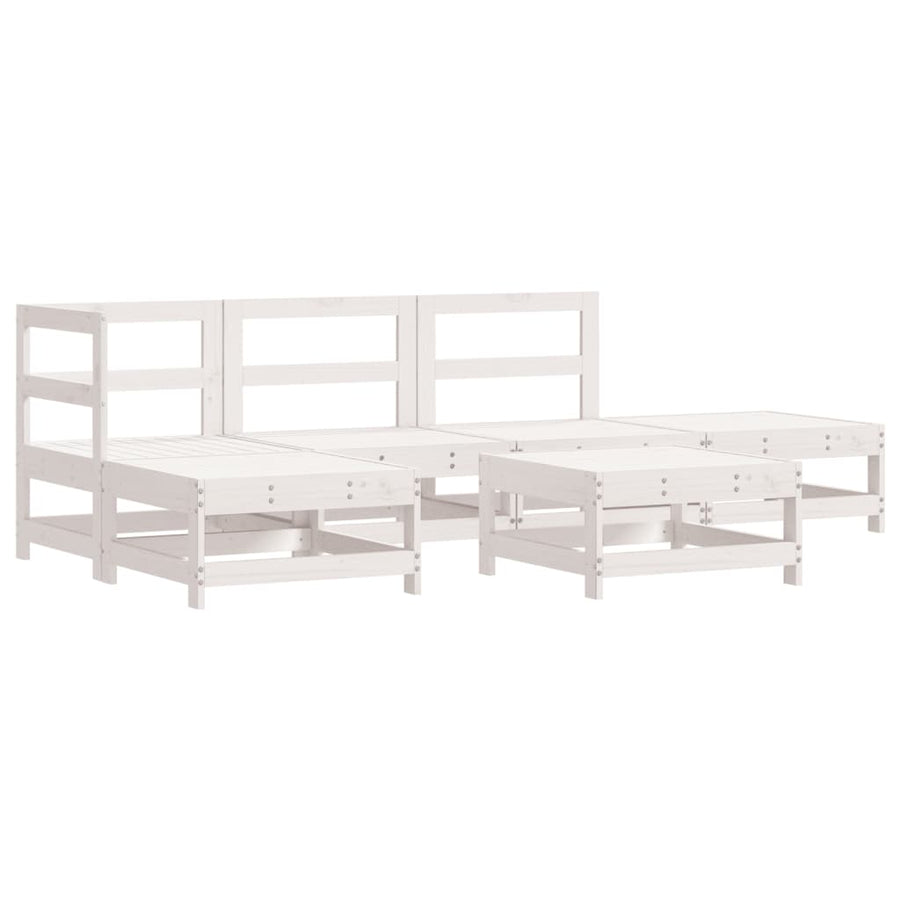 6-delige Loungeset massief grenenhout wit Wit grenenhout