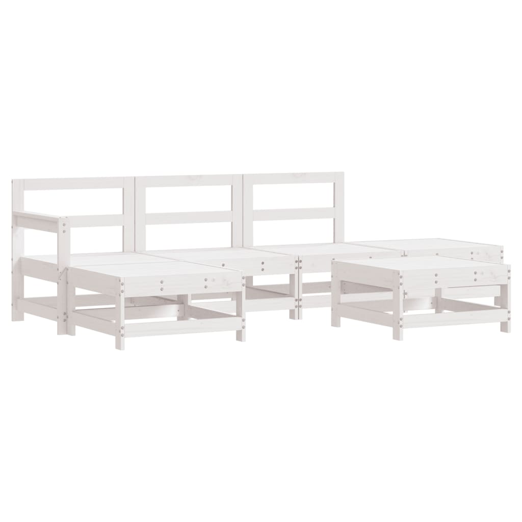 -Delige Loungeset Massief Grenenhout Wit Wit grenenhout