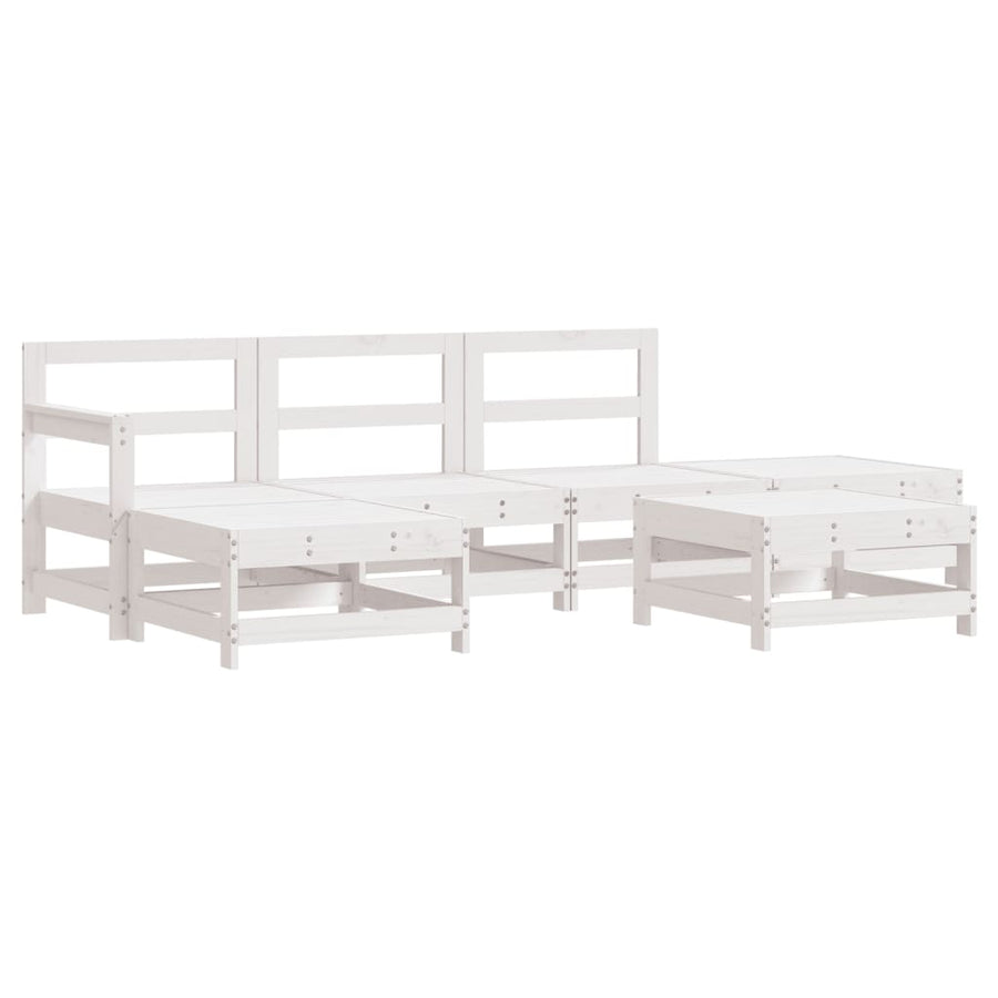 -Delige Loungeset Massief Grenenhout Wit Wit grenenhout