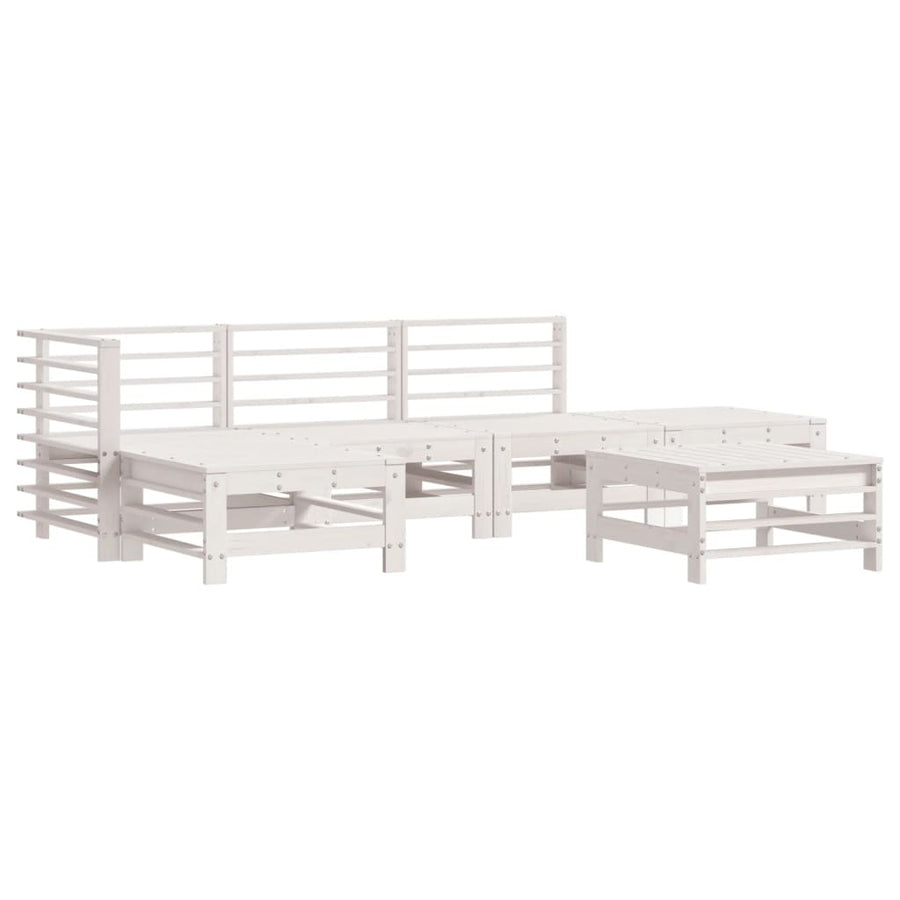 -Delige Loungeset Massief Grenenhout Wit Wit grenenhout