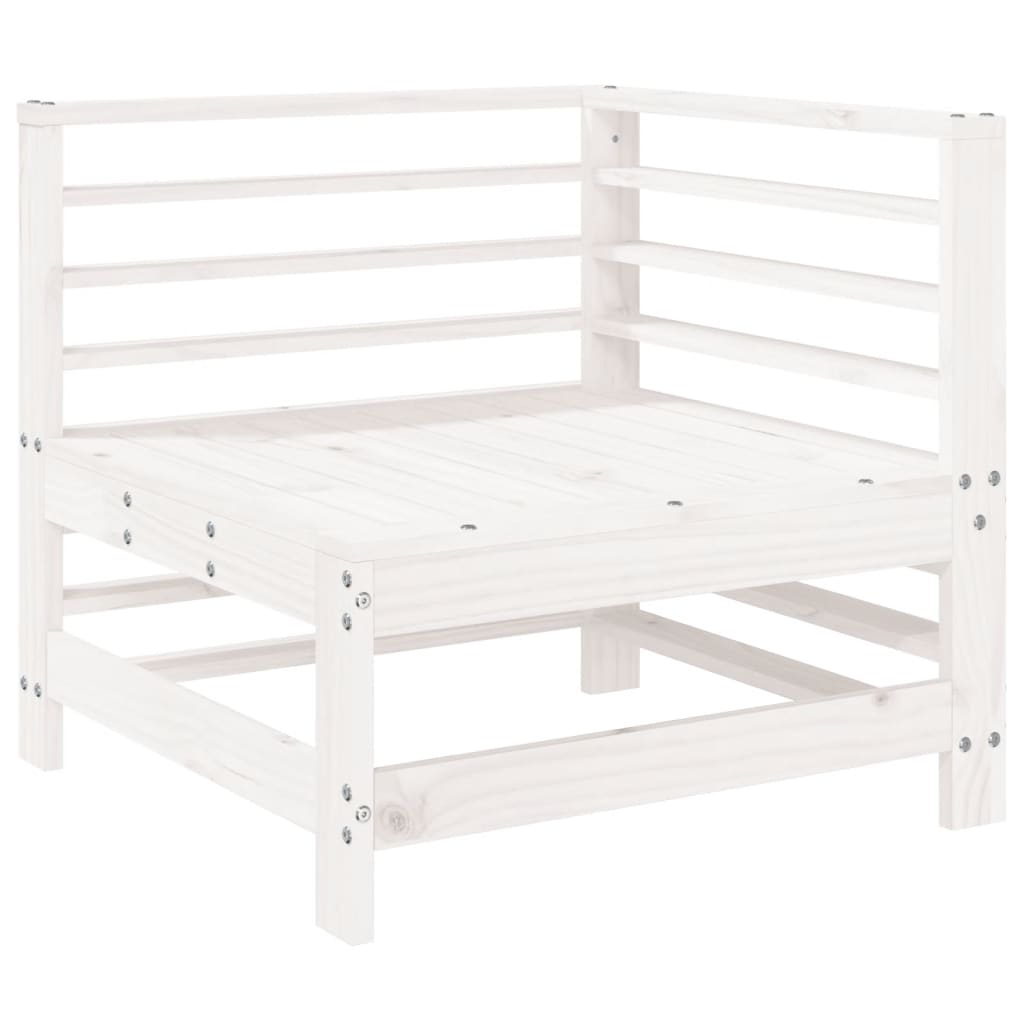 -Delige Loungeset Massief Grenenhout Wit Wit grenenhout