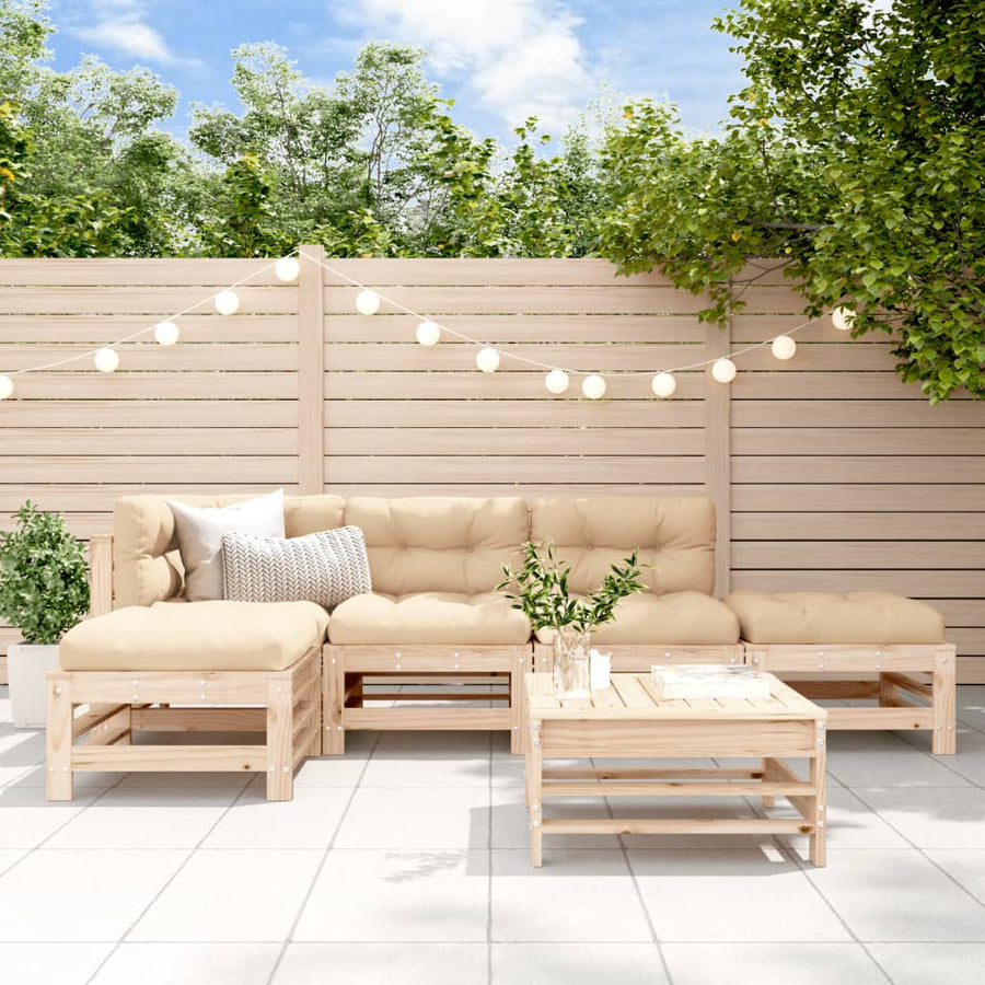 -Delige Loungeset Massief Grenenhout Natuurlijk grenenhout