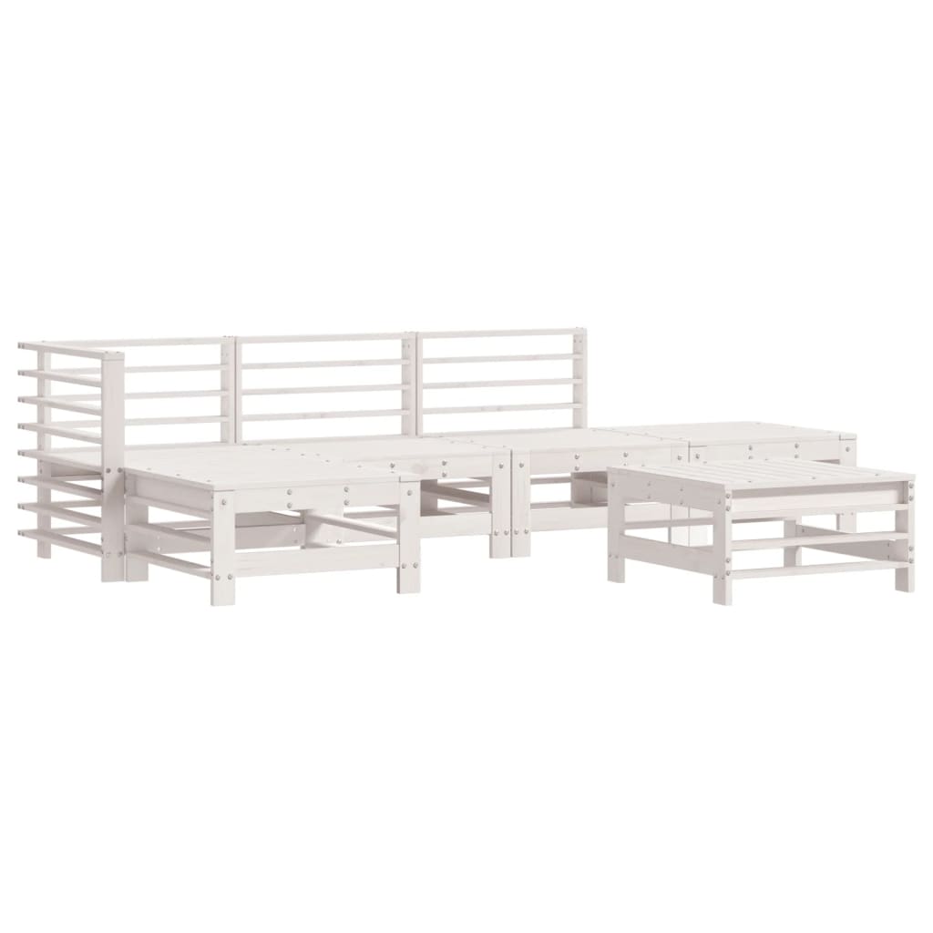 -Delige Loungeset Massief Grenenhout Wit Wit grenenhout