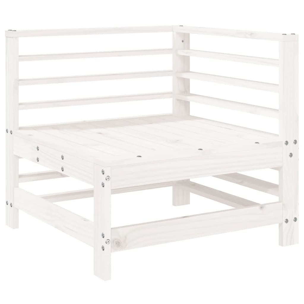 -Delige Loungeset Massief Grenenhout Wit Wit grenenhout