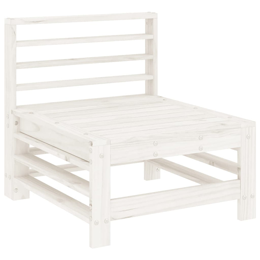 -Delige Loungeset Massief Grenenhout Wit Wit grenenhout