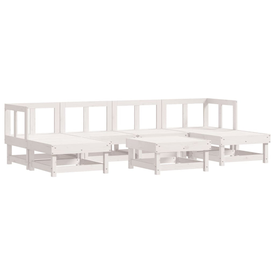 -Delige Loungeset Massief Grenenhout Wit Wit grenenhout