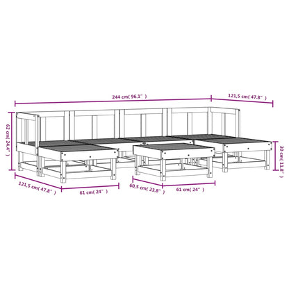 -Delige Loungeset Massief Grenenhout Wit Wit grenenhout