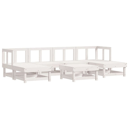 -Delige Loungeset Massief Grenenhout Wit Wit grenenhout