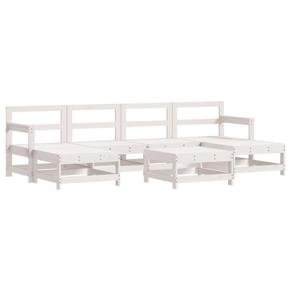 7-delige Loungeset massief grenenhout wit Wit grenenhout