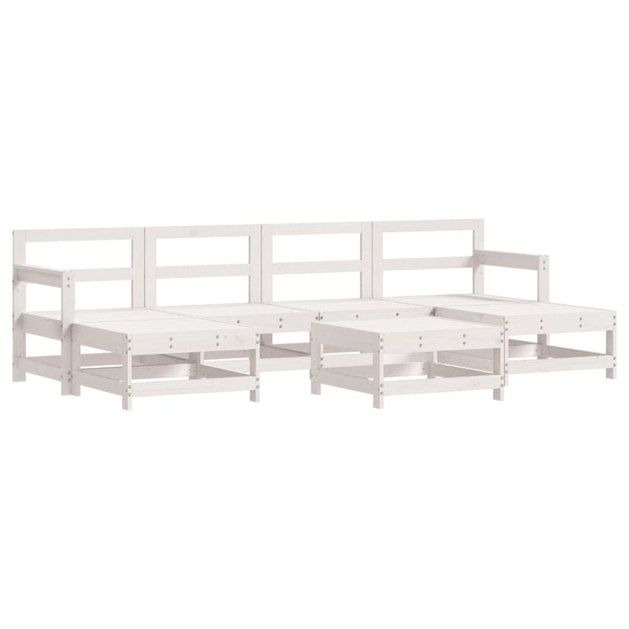 7-delige Loungeset massief grenenhout wit Wit grenenhout