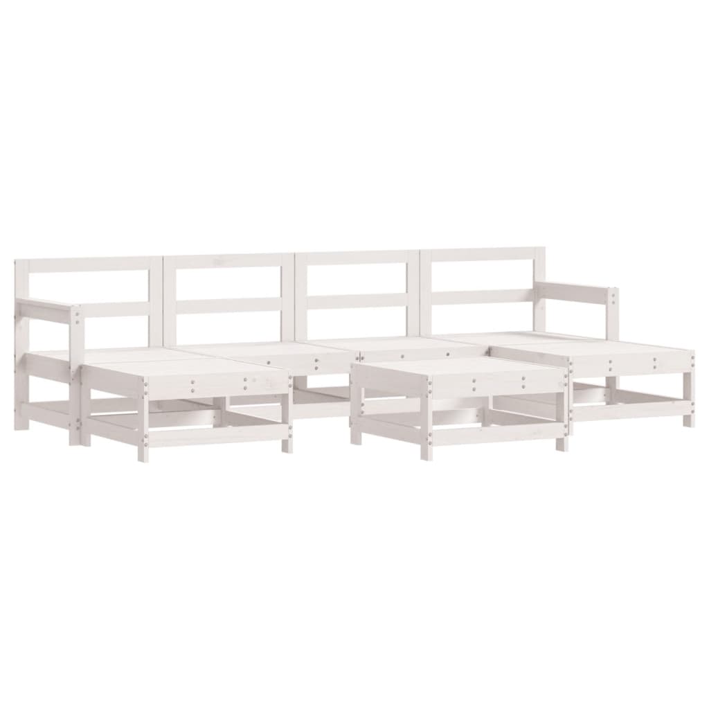 -Delige Loungeset Massief Grenenhout Wit Wit grenenhout