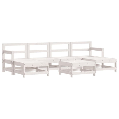 -Delige Loungeset Massief Grenenhout Wit Wit grenenhout